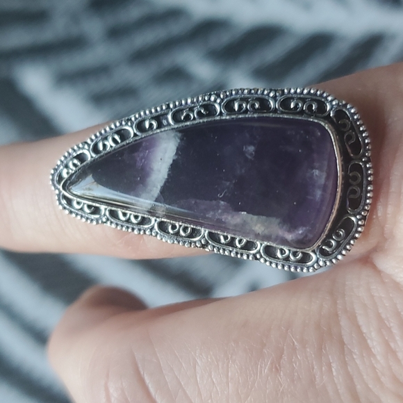New Chevron Amethyst 925 Silver Ring. - Picture 15 of 15